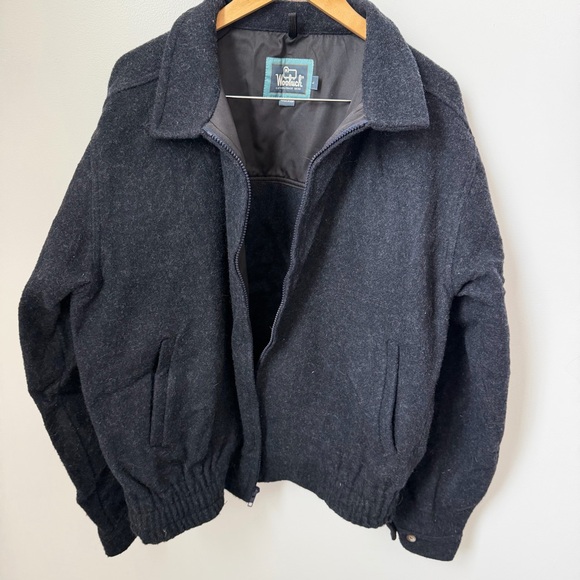 Vintage Woolrich Wool Bomber Jacket Navy USA Made Harrington Heritage Workwear L - Picture 7 of 12